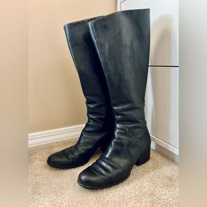 Born Black Leather Heeled Boots